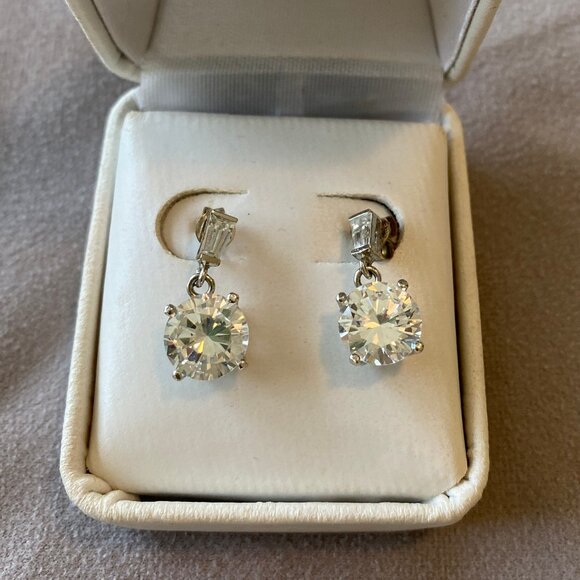 Diamonelle Jewelry - Diamonelle Zirconia S Silver Dangle Earrings 1 Carat in Original Case Vintage